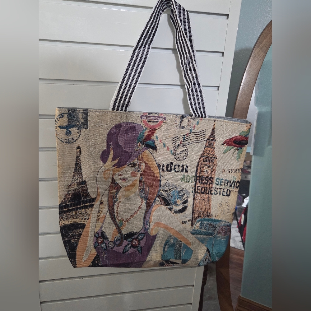 Stylish Canvas Tote Bag - Multicolor - Picture 4 of 4